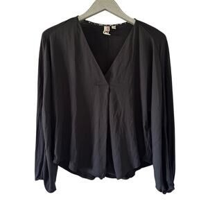 Dolan Black V Neck Long Sleeve Blouse